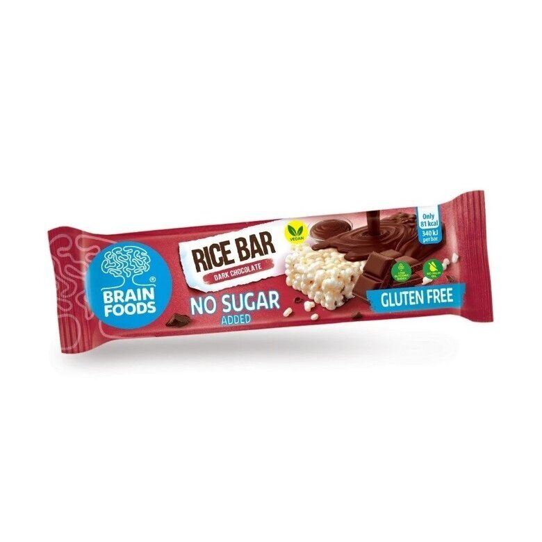 Brain Foods ryžių batonėlis su juoduoju šokoladu 18g